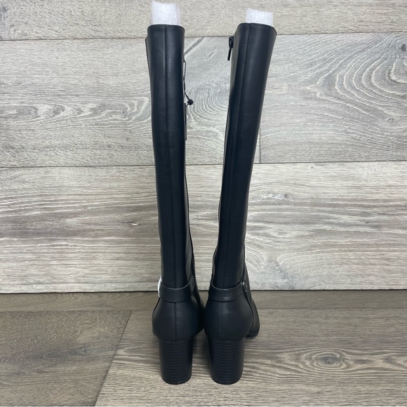 Giani Bernini Adonnys Leather Zipper Memory-Foam Wide-Calf  Black Riding Boots - Picture 8 of 15